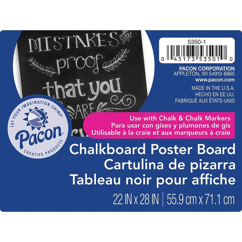UCREATE Pacon 18-Point Chalkboard Poster Board, 22" by 28", 25-Sheets (5350-1) - Image 1